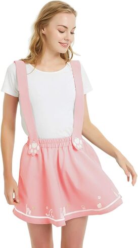 تنورة قصيرة نسائية بطيات مطرزة على شكل مخلب القطة الجميلة من Futurino مع 2 حمالة in Kuwait