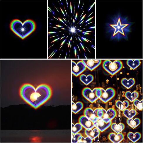 Hifot 3 Pcs Diffraction Glasses, 3D Prism Rainbow Heart Star Effect with Black Frames, Refraction Glasses Light Diffraction Glasses Rave Glasses Women Men for Edm Concert Party Club Rave Accessories in Saudi Arabia