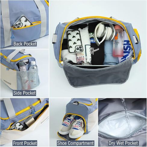 حقيبة رياضية للصالة الرياضية للنساء والرجال حقيبة سفر واق من المطر مع جيب مبلل وحجرة أحذية للياقة البدنية ومقاومة للماء وحقيبة سفر طوال الليل وعطلات نهاية الأسبوع وحقيبة حمل وحقيبة يد وحقائب مستشفى (وردي) in Kuwait