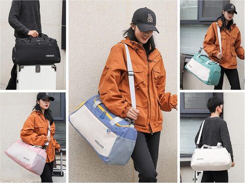 حقيبة رياضية للصالة الرياضية للنساء والرجال حقيبة سفر واق من المطر مع جيب مبلل وحجرة أحذية للياقة البدنية ومقاومة للماء وحقيبة سفر طوال الليل وعطلات نهاية الأسبوع وحقيبة حمل وحقيبة يد وحقائب مستشفى (وردي) in Kuwait