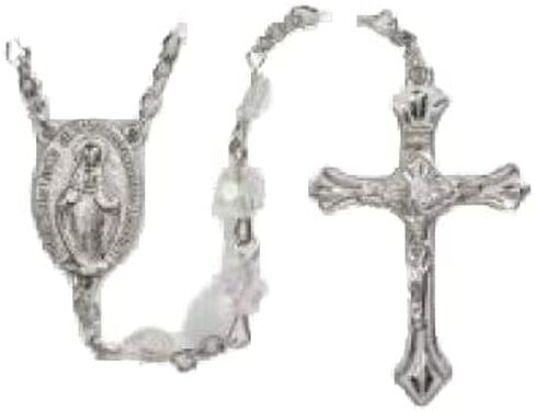 AT001 Men, Womens or Childrens Catholic Rosary, Acrylic Faceted Silver & Clear Ab Finish Rosary, Great for First Communion & Confirmation, Material: Acrylic Bead Size: 6mm; 21 1/2" L; 1 3/4" Crucifix in Saudi Arabia