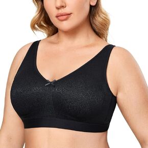 AISILIN Women's Wireless Cotton Unlined Full Coverage Comfort Support Plus Size Bra