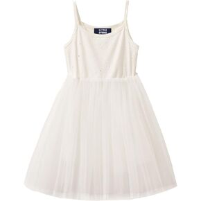 LittleSpring Girls Spaghetti Strap Sparkly Tulle Sleeveless Dress