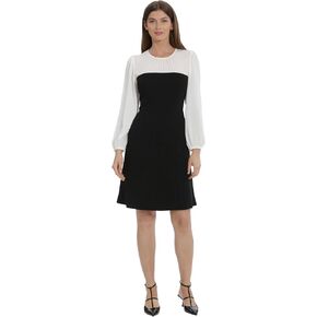 Maggy London Women's Crepe Fit and Flare with Contrast Yoke and Sleeves Event Occasion Party Guest of in Saudi Arabia
