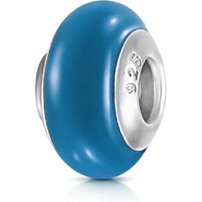 Galaxy Gold GG سحر زجاج مورانو أصلي يناسب أساور Pandora Charm، 925 الفضة الاسترليني الملونة دوامة قوس قزح هوليداي سحر أزرق فاتح حبة الزجاج الأصلي للسوار والقلادة in Kuwait