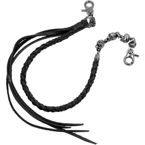 UNIQSUM Triple Skull wallet chain Biker Punk Key Braided leather wallet chain (Gun-Metal)