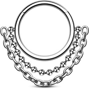 Mooncrush مجوهرات تتدلى سلسلة الحاجز خواتم 16G لطيف الحاجز مجوهرات Dangly الحلزون Daith أقراط للنساء الفولاذ المقاوم للصدأ الحلزون Daith ثقب المجوهرات in Kuwait