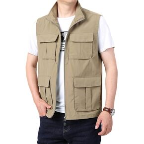 Perbai Men's Outdoor Lightweight Fishing Travel Work Safari Utility Cargo Vest