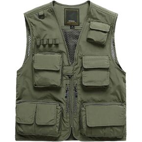 Men's Mesh Quick-Dry Fishing Vest Outdoor Hunting Climbing Traveling Photography Cargo Waistcoat with Multi-Pockets in Saudi Arabia