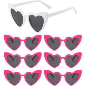YooThink 7 Pack Love Heart Shaped Sunglasses Bachelorette Party Sunglasses Bridesmaid Bride Heart Sunglasses