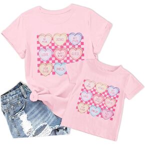 MOUSYA Mommy and Me Valentine Shirts Love Heart XOXO Funny Conversation Heart Graphic Shirt Mama Mini Valentines Day Outfit in Saudi Arabia