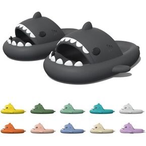 شبشب سحابة geywhey للرجال والنساء من Shark Slides بنعل سميك ووسادة قدم بكعب عميق - أحذية استحمام مضادة للانزلاق على الشاطئ وحمام السباحة للصيف