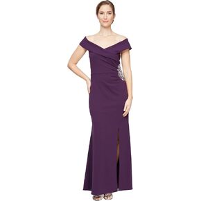 S.L. Fashions Women's Off Shoulder Side Embellished Portrait Collar Dress in Saudi Arabia