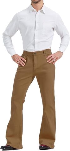 LNOWTD Men's 60s 70s Bell Bottom Jeans Pants Disco Denim Vintage Stretch Classic Comfort Flared Flares Outfits in Saudi Arabia