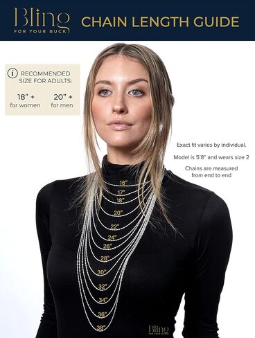 قلادة سلسلة كبل إيطالية من الفضة الإسترلينية من Bling For Your Buck للنساء والفتيات، سلسلة رقيقة جدًا وأنيقة 1.2 مم، مقاسات 14 بوصة - 36 بوصة in Kuwait