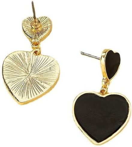 Big Heart Earrings Asymmetrical Lover Pendant Earrings Stylish Black and Rose Gold Heart Dangle Earrings Gold Earrings Love Dangle Earrings in Saudi Arabia