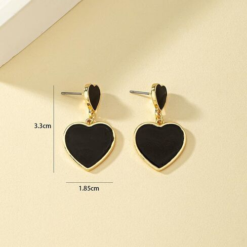 Big Heart Earrings Asymmetrical Lover Pendant Earrings Stylish Black and Rose Gold Heart Dangle Earrings Gold Earrings Love Dangle Earrings in Saudi Arabia