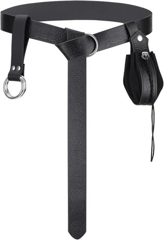 مجموعة أزياء عصر النهضة الهالوين من Magibag مكونة من 3 قطع من حزام الفايكنج في القرون الوسطى وحزام من الجلد الصناعي في العصور الوسطى وحزام للمشي لمسافات طويلة لإكسسوارات عصر النهضة in Kuwait