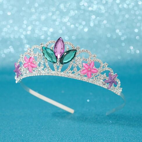 SWEETV Mermaid Crown Princess Tiaras for Girls Little Mermaid Kids Tiara Headband for Birthday Cosplay Party Gift in Saudi Arabia