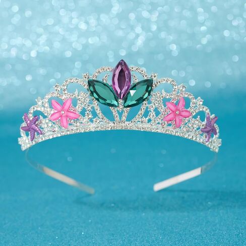 SWEETV Mermaid Crown Princess Tiaras for Girls Little Mermaid Kids Tiara Headband for Birthday Cosplay Party Gift in Saudi Arabia