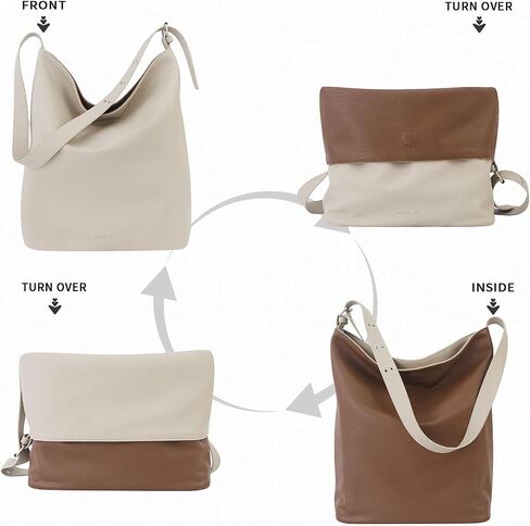 Hobo Bags for Women, Reversible Large Shoulder Purses Vintage Ultra Soft Foldable Shoulder Slouchy Handbags with Coin Purse in Saudi Arabia