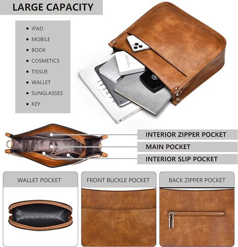 حقائب كروس للنساء من الجلد وحقائب يد مكونة من قطعتين مع حقيبة كتف عصرية بحزام جيتار ملون in Kuwait