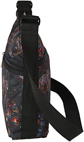 LeSportsac Bright Fortune Large Hobo Crossbody Bag, Style 3710/Color E476, Festive & Colorful Graphics Artfully Arranged Celebrate Year of the Tiger, Evoking Optimism & Strength, Large Carryall in Saudi Arabia