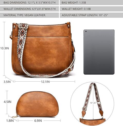 حقائب كروس للنساء من الجلد وحقائب يد مكونة من قطعتين مع حقيبة كتف عصرية بحزام جيتار ملون in Kuwait