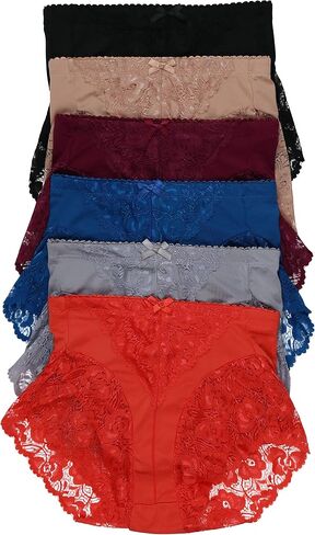 ToBeInStyle Women's 6 Pack High Rise Exquisite Lace Leg Opening Design Briefs in Saudi Arabia