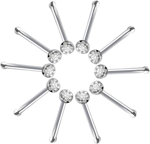 Tvoip 120Pcs 22G 2mm 316L Stainless Steel Crystal Nose Ring Set Women Girl Surgical Steel Nose Piercing Crystal Nose Stud Lot Body Jewelry in Saudi Arabia