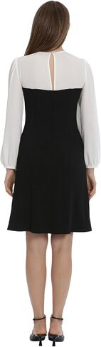 Maggy London Women's Crepe Fit and Flare with Contrast Yoke and Sleeves Event Occasion Party Guest of in Saudi Arabia