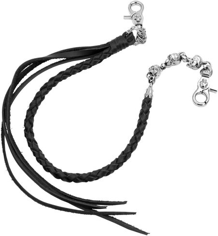 UNIQSUM Triple Skull wallet chain Biker Punk Key Braided leather wallet chain (Gun-Metal) in Kuwait