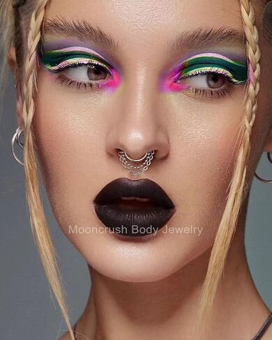 Mooncrush مجوهرات تتدلى سلسلة الحاجز خواتم 16G لطيف الحاجز مجوهرات Dangly الحلزون Daith أقراط للنساء الفولاذ المقاوم للصدأ الحلزون Daith ثقب المجوهرات in Kuwait