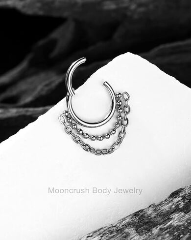 Mooncrush مجوهرات تتدلى سلسلة الحاجز خواتم 16G لطيف الحاجز مجوهرات Dangly الحلزون Daith أقراط للنساء الفولاذ المقاوم للصدأ الحلزون Daith ثقب المجوهرات in Kuwait