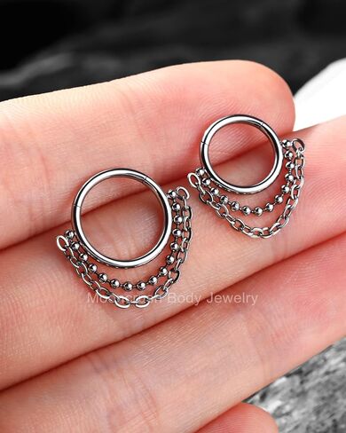 Mooncrush مجوهرات تتدلى سلسلة الحاجز خواتم 16G لطيف الحاجز مجوهرات Dangly الحلزون Daith أقراط للنساء الفولاذ المقاوم للصدأ الحلزون Daith ثقب المجوهرات in Kuwait