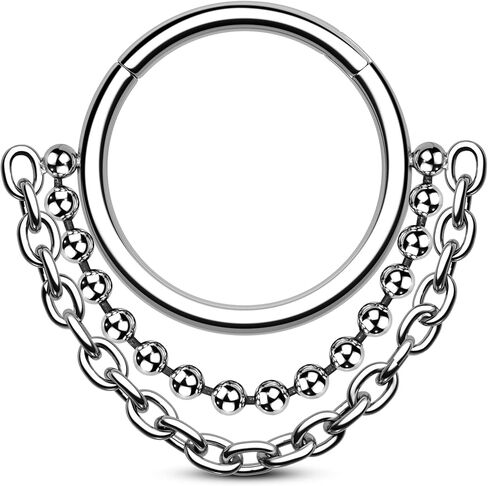 Mooncrush مجوهرات تتدلى سلسلة الحاجز خواتم 16G لطيف الحاجز مجوهرات Dangly الحلزون Daith أقراط للنساء الفولاذ المقاوم للصدأ الحلزون Daith ثقب المجوهرات in Kuwait