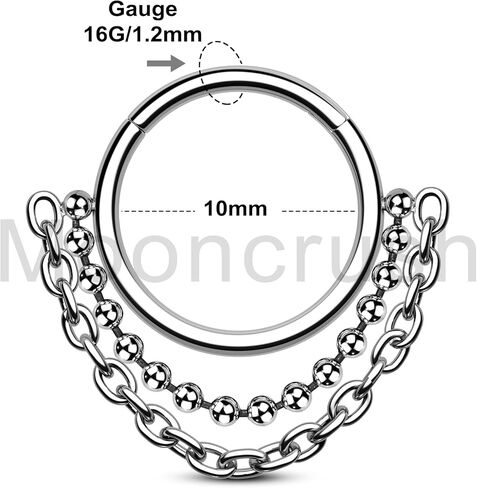 Mooncrush مجوهرات تتدلى سلسلة الحاجز خواتم 16G لطيف الحاجز مجوهرات Dangly الحلزون Daith أقراط للنساء الفولاذ المقاوم للصدأ الحلزون Daith ثقب المجوهرات in Kuwait