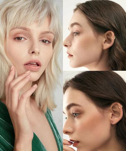 vegolita 12pcs 316L الفولاذ المقاوم للصدأ طويل سبايك الحاجز الأنف خواتم للنساء الرجال طويل سبايك الأنف ترصيع حدوة الحصان الأنف خواتم الحاجز الدائري الأنف ثقب المجوهرات in Kuwait