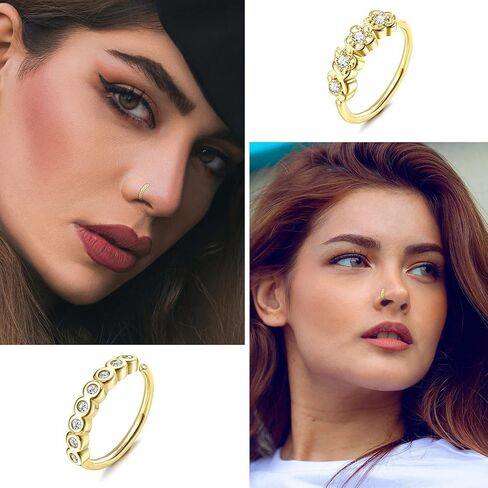 Drperfect 9Pcs 20G Nose Ring Hoop Stainless Steel Paved CZ Cartilage Earrings Hoop Nose Piercing Jewelry for Women Men Silver Gold Rose Gold Black Nose Ring Hoop in Saudi Arabia