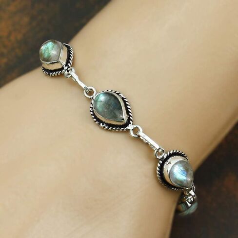 8.65 Cts South Western Native American Style Pear Shape Natural Gemstones Toggle Bracelet For Women, Handmade Birthstone Bracelet For Women Jewelry Gifts For Her Wife Women Sister Girfriend in Saudi Arabia