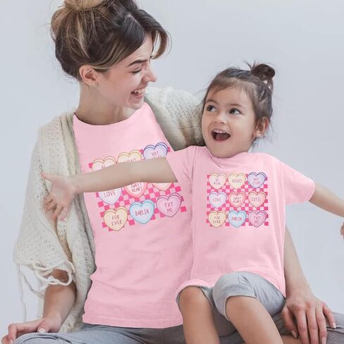 MOUSYA Mommy and Me Valentine Shirts Love Heart XOXO Funny Conversation Heart Graphic Shirt Mama Mini Valentines Day Outfit in Saudi Arabia