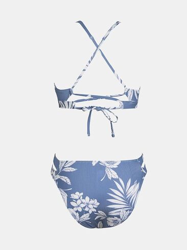 CUPSHE Women's Bikini Sets Two Piece Swimsuit O-Ring Back Self Tie Floral Cutout Mid Rise Bottom in Saudi Arabia