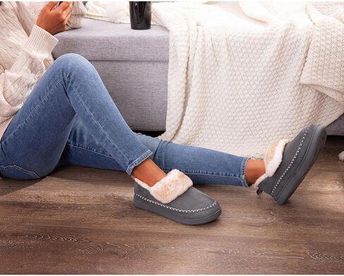 شبشب منزلي من HomeTop للنساء مصنوع من الجلد السويدي الغامض وبطانة من إسفنج ميموري فوم للكاحل in Kuwait