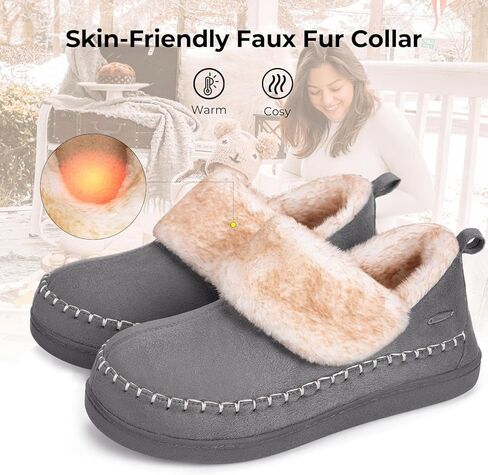 شبشب منزلي من HomeTop للنساء مصنوع من الجلد السويدي الغامض وبطانة من إسفنج ميموري فوم للكاحل in Kuwait