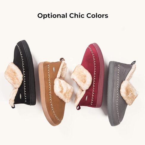 شبشب منزلي من HomeTop للنساء مصنوع من الجلد السويدي الغامض وبطانة من إسفنج ميموري فوم للكاحل in Kuwait