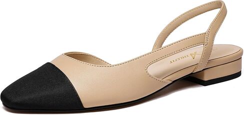 Athlefit Slingback Flats for Women Square Pointed Toe Two Toned Flats Wedding Pumps for Women in Saudi Arabia