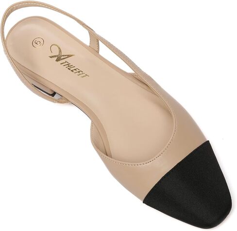 Athlefit Slingback Flats for Women Square Pointed Toe Two Toned Flats Wedding Pumps for Women in Saudi Arabia