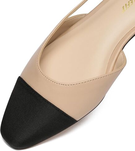 Athlefit Slingback Flats for Women Square Pointed Toe Two Toned Flats Wedding Pumps for Women in Saudi Arabia