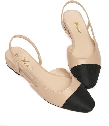 Athlefit Slingback Flats for Women Square Pointed Toe Two Toned Flats Wedding Pumps for Women in Saudi Arabia