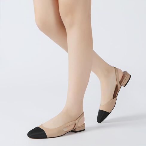 Athlefit Slingback Flats for Women Square Pointed Toe Two Toned Flats Wedding Pumps for Women in Saudi Arabia